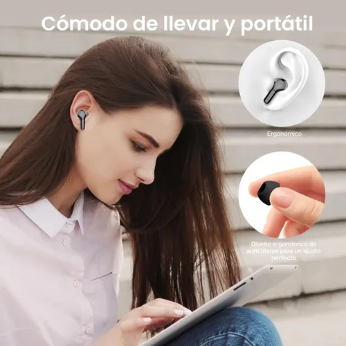 Vista 7 de Auriculares inalámbricos, auriculares Bluetooth 5.4 HiFi estéreo, auriculares Bluetooth con micrófono con cancelación de ruido ENC, auriculares