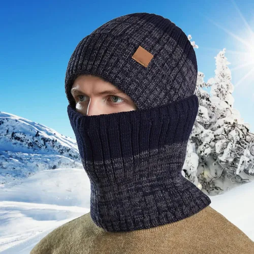 Vista 3 de Gorro cálido, bufanda de punto, suave y grueso, gorro de punto ajustable y elástico