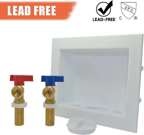 Vista 7 de TTFLEX - Caja de salida para lavadora 1/2" MIP/Sweat x 3/4" MHT, válvula de giro de 1/4 Washing Machine Valve Box, Lead-Free Brass Valves, CUPC