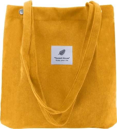 Vista 32 de Bolsa Tote de Pana para Mujeres Pequeña Bolsa de Lona para Hombro Bolsa de Mano de Pana con Bolsillo Interior 02 Verde Ejército