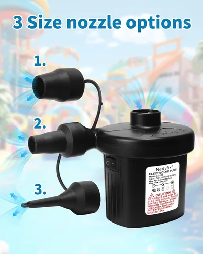 Vista 8 de Bomba de aire eléctrica inflable, bomba de inflado rápida portátil de 110 V AC/12 V CC con 3 boquillas, utilizada para barcos inflables, etc