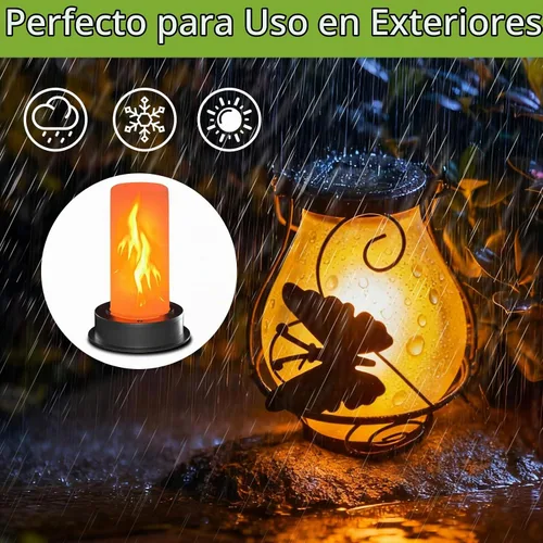Vista 5 de Paquete de 2 luces solares de repuesto con llama parpadeante, piezas de luz solar impermeables para exteriores para faroles de globo de aire