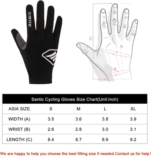 Vista 4 de Santic Guantes de ciclismo para hombre, guantes térmicos de invierno para pantalla táctil