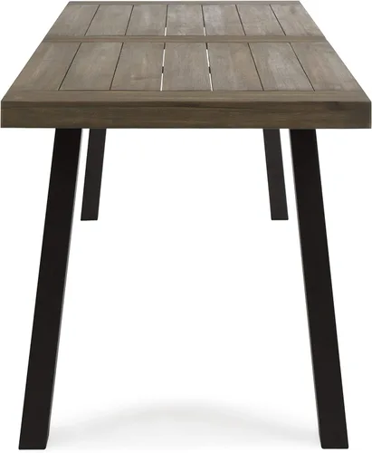 Vista 6 de Christopher Knight Home Della - Mesa de comedor de madera de acacia para exteriores con patas de metal, acabado gris / metal rústico