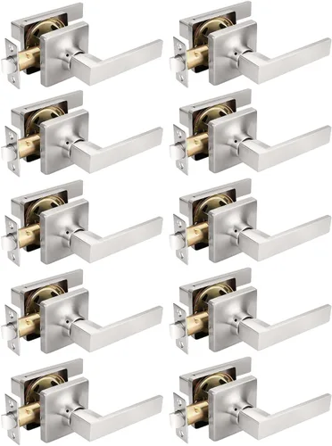 Vista 25 de Mengico Paquete de 1 cerradura de puerta, manijas de puerta negras para interiores, palanca de puerta interior izquierda o derecha, manija de puerta