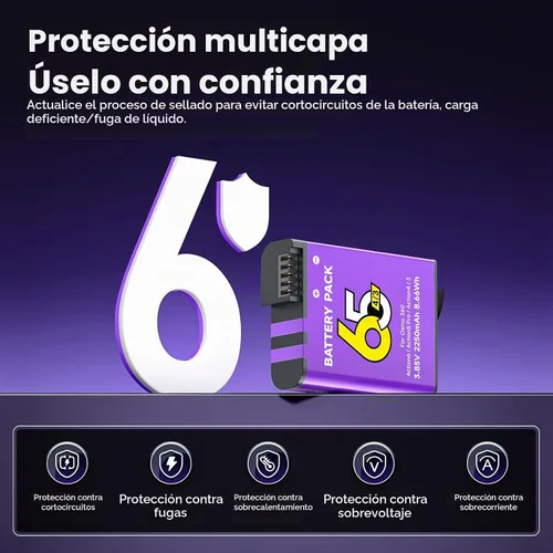 Vista 6 de Batería de 2250 mAh para Osmo Action 6, 2 baterías de repuesto, compatible con Osmo 360, Osmo Action 6, Osmo Action 5 Pro, Osmo Action 4, Osmo