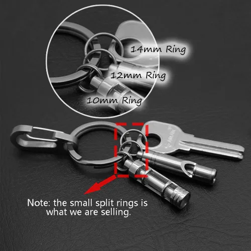 Vista 2 de TI-EDC Anillos divididos de titanio pequeños llaveros paquete de 10 (0.394 in)
