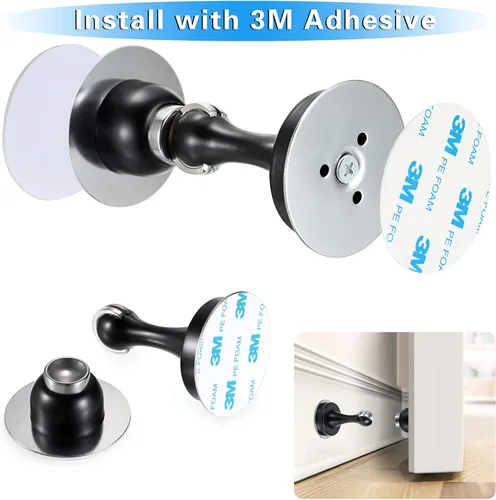 Vista 6 de Sumnacon Tope magnético para puerta, soporte de tope de puerta de acero inoxidable resistente viene con 4 piezas de cinta adhesiva de doble cara 3M