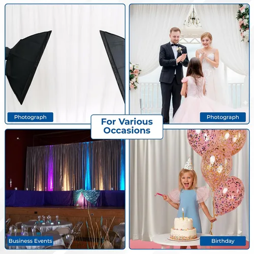 Vista 6 de OnlineEEI, Kit de telón de fondo portátil de tubería y cortina de altura fija de 8 pies de alto, 8 pies x 20 pies desmontable, cortinas negras