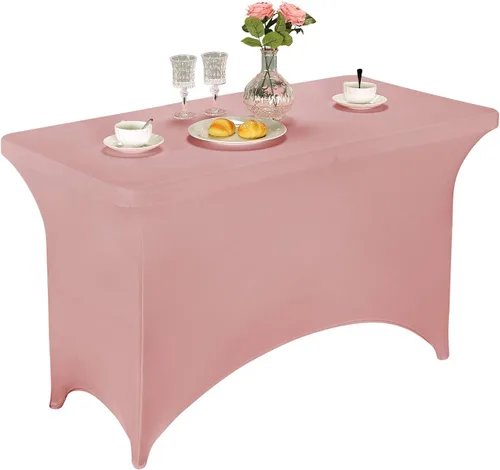 Vista 77 de LZY Cubierta de Mesa Elástica Ajustable de Spandex para Mesa Plegable de 6 pies, 4 pies o 8 pies, Mantel de Cóctel Rectangular, Perfecto para Champn