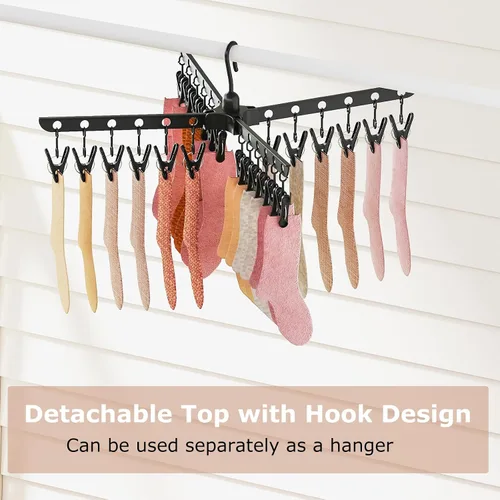 Vista 3 de GIANTEX - Trípode de secado de ropa de 70 pulgadas con 24 clips y 32 varillas, giratorio en 360° 3-Tier Freestanding Folding Laundry Drying Rack