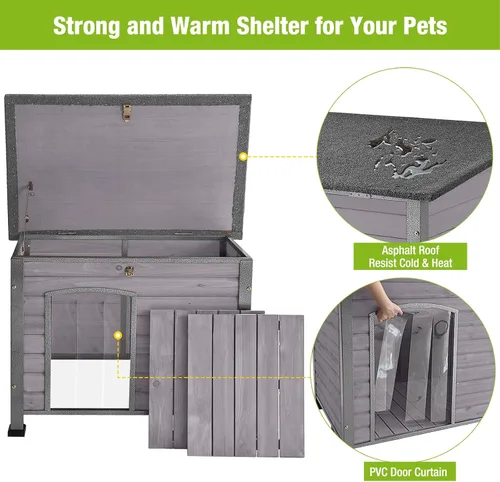 Vista 3 de GUTINNEEN Casa para gatos al aire libre Marco de metal Estructura más fuerte Feral Cat Shelter Condon resistente a la intemperie