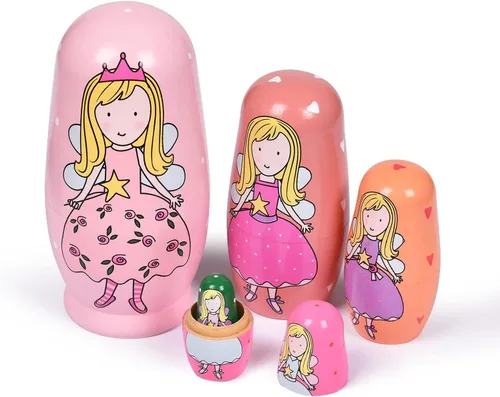 Vista 18 de Muñecas rusas "matrioskas", 5 unidades, 15 cm de alto, diseño de animales, huevos de Pascua, juguetes de anidación, muñecas de madera hechas a mano