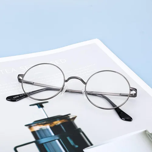 Vista 8 de Pro Acme Lentes transparentes sin receta con marco metálico redondo pequeño retro