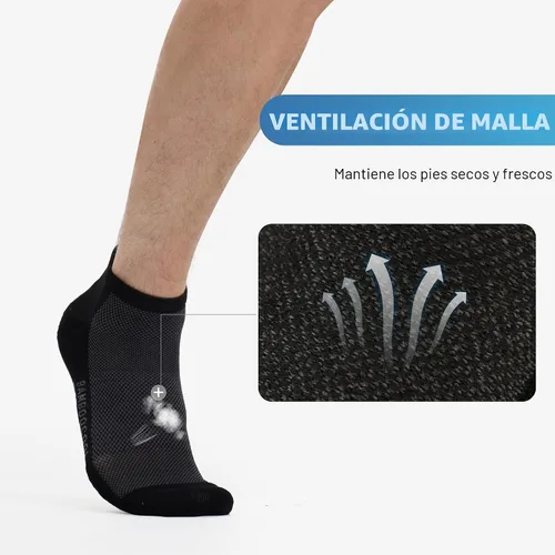 Vista 3 de BAMBOO COOL Calcetines atléticos de tobillo para hombre con acolchado y absorción de humedad, calcetines de malla para correr de corte bajo