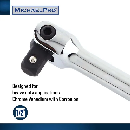 Vista 2 de MichaelPro MP007003 - Barra disyuntora de extensión de 1/2 pulgada/mango flexible, 18 pulgadas de longitud, conecta tu trinquete con esta barra