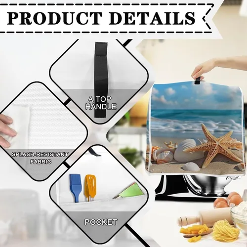Vista 4 de Fundas de ayuda de cocina para batidora de pie de 4.5 a 5 cuartos de galón, lavables para electrodomésticos de cocina, fundas de tela para proteger