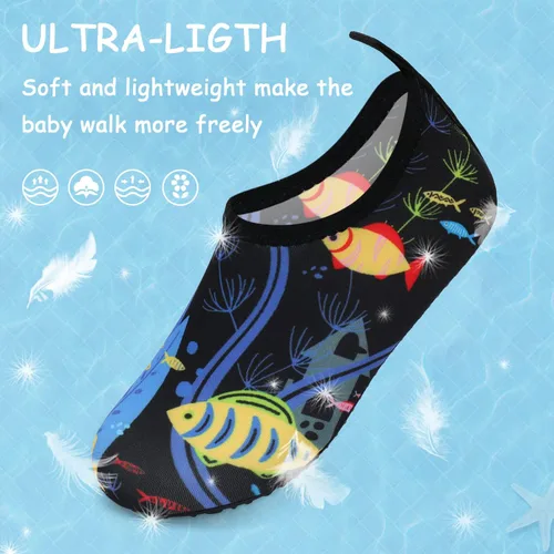 Vista 3 de ANLUKE Zapatos de agua para niños y niñas, calcetines acuáticos descalzos, de secado rápido, para playa, natación, deportes al aire libre, zapatos