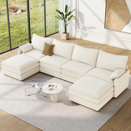 Vista 111 de Vesgantti Sofá modular de 108 pulgadas, cómodo sofá de nube con asiento profundo otomano movible, sofá modular en forma de L, sofás seccionales