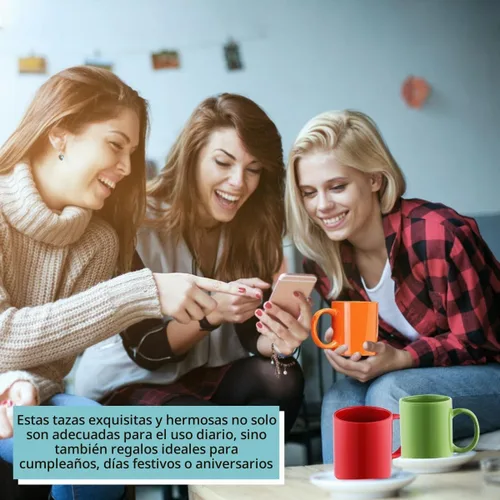 Vista 7 de Evanda Juego de 6 tazas de café de 12 onzas, tazas de cerámica con asa para café con leche, té caliente, capuchino, moca, cacao, leche, aptas