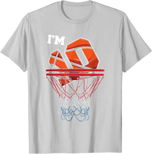 Vista 48 de Camiseta de regalo de cumpleaños con red de baloncesto de 10 años, Negro
