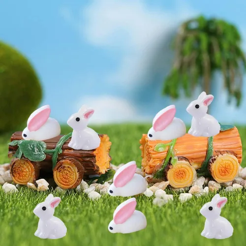 Vista 3 de 120 figuras de conejo en miniatura, mini resina, conejos, jardín de hadas, paisaje de musgo en miniatura, bricolaje, terrario, manualidades