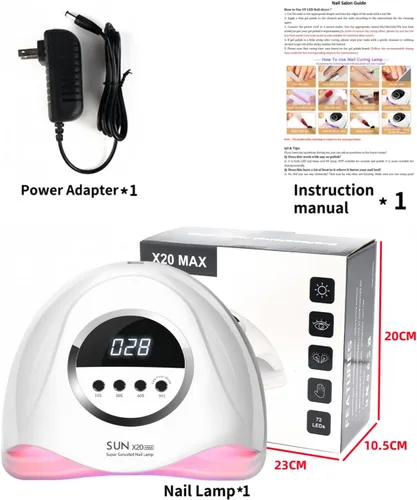 Vista 7 de Lámpara de uñas LED UV con 72 cuentas, lámparas de curado de uñas de 320 W para esmalte de gel con sensor automático/4 ajustes de temporizador