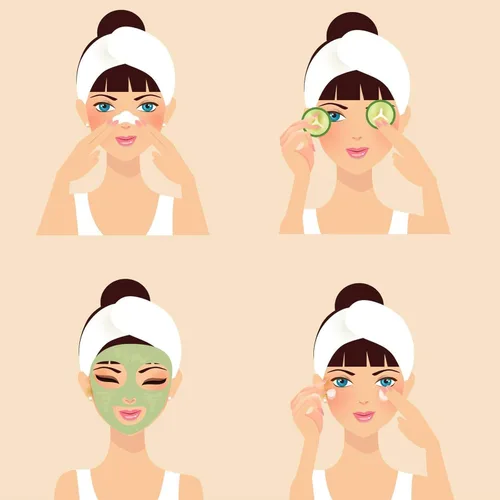 Vista 4 de Diadema elástica blanca del balneario del paño, paquete de 8 cabezas faciales Banda facial para la cabeza, lavable, diadema de maquillaje, cinta