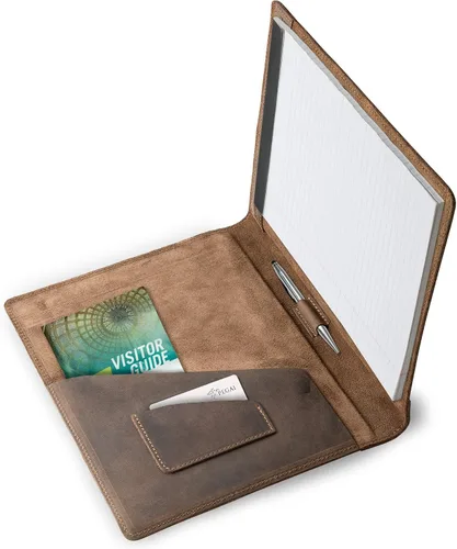 Vista 5 de PEGAI Padfolio personalizado hecho a mano 100% cuero, organizador de bloc legal para negocios, escuela, oficina, conferencia, resistente, piel