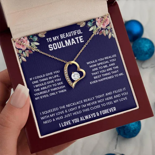 Vista 8 de Hermoso collar de alma gemela con texto en inglés "To My Girlfriend Wife Necklace My Future Wife Gift Soulmate Jewelry Forever Love", collar