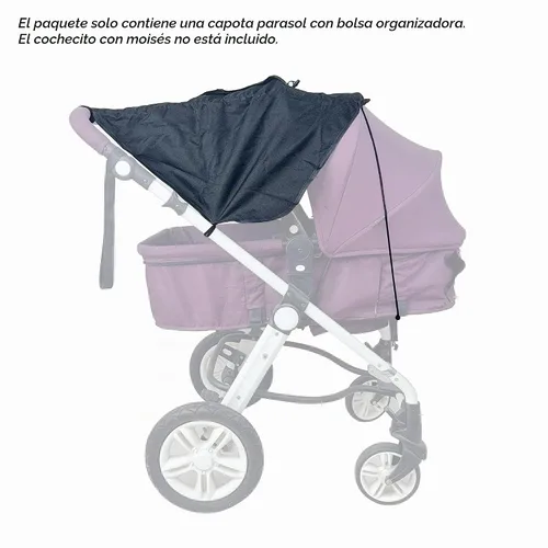 Vista 2 de Parasol universal para cochecito de bebé, cubierta opaca (0.0-19.7 ft) con visera de ventana de malla visible cubierta de toldo para detener