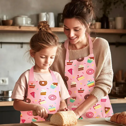 Vista 2 de DECOWALL AP-002 - Delantal para niños y niñas, delantales de cocina con bolsillo para niños, para cocinar, hornear, pintura, arte, correa ajustable
