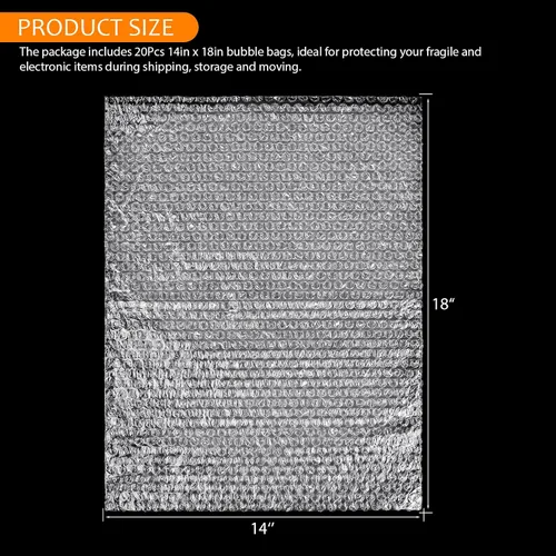 Vista 2 de 20 bolsas transparentes de burbujas, bolsas grandes de burbujas de 14 x 18 pulgadas para envío, doble bolsa de amortiguación de burbujas a prueba