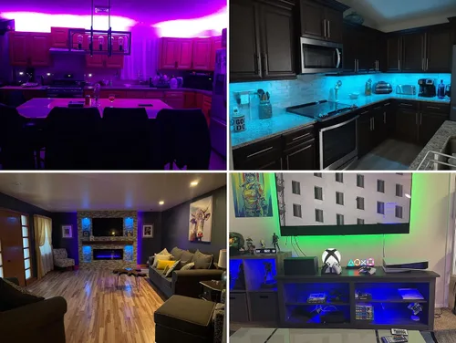 Vista 6 de RGBWW - Kit de luces LED para debajo del gabinete, iluminación de vitrinas de colección, multicolor intercambiable y blanco cálido, regulable