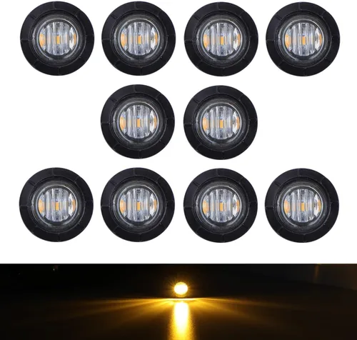 Vista 10 de TMH 30 piezas 3/4 pulgadas 10 luces ámbar + 10 luces rojas + 10 luces blancas, 3 LED, luces indicadoras de despeje, luces marcadoras laterales, mini