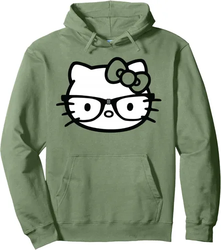 Vista 8 de Hello Kitty Sudadera con capucha de gafas nerd en blanco y negro