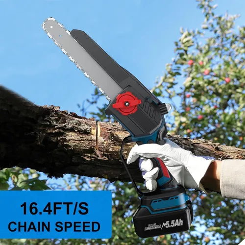 Vista 8 de Mini motosierra, motosierra eléctrica portátil 2 en 1 de 8 y 6 pulgadas, inalámbrica, pequeña motosierra de mano para ramas de árbol, patio, hogar