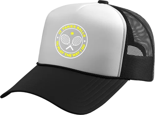 Vista 13 de Tennis - It Takes Balls to Play The Way I Do Trucker Hat with Adjustable Mesh Back