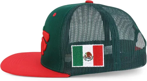 Vista 4 de Trendy Apparel Shop XXL Hecho En Mexico Eagle 3D Bordado Flatbill Snapback Mesh Cap