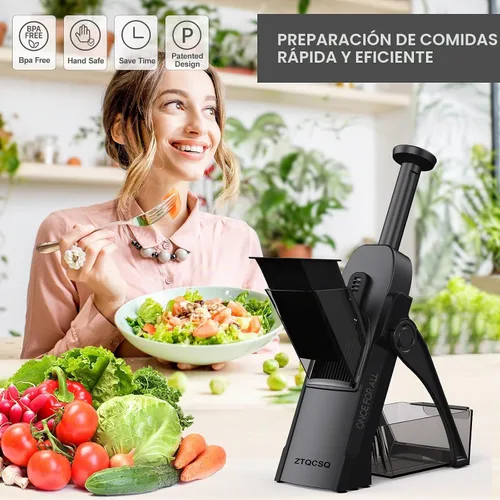 Vista 6 de Cortadora de mandolina segura ajustable 5 en 1 para cocina con cuchillo de Black Knight