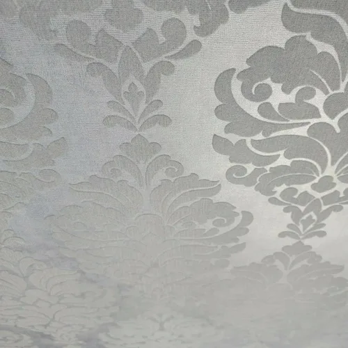 Vista 7 de Papel Pintado Flocado Gris Plata Metálico Flocado Damasco Terciopelo Revestimientos De Paredes 3D