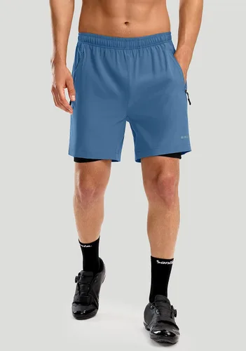 Vista 2 de Bikewa - Pantalones cortos de ciclismo de montaña para hombre, con acolchado 3D, ajuste holgado, con bolsillos con cremallera