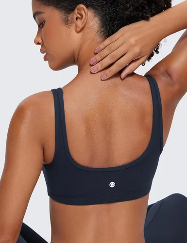 Vista 3 de CRZ YOGA Butterluxe - Mini brasier para mujer, cuello redondo, de bajo impacto, inalámbrico, deportivo, yoga, acolchado, para entrenamiento
