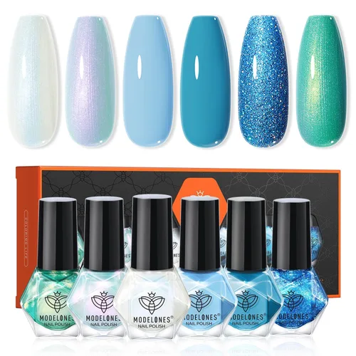 Vista 25 de modelones Esmalte de uñas, capa base 3 en uno, 0.5 onzas líquidas, fortalecedor de uñas transparente, secado rápido, larga duración, brillo