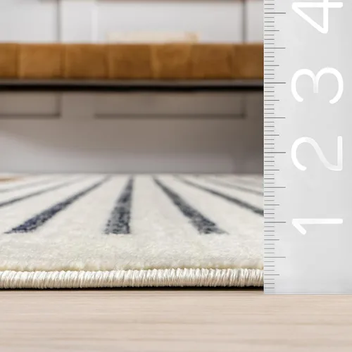 Vista 3 de nuLOOM - Alfombra con Borlas Performance Keeva Beige/Marfil, 5' x 7'10", Abstracta, Suave y Acogedora, Alta Resistencia al Tráfico, Resistente a