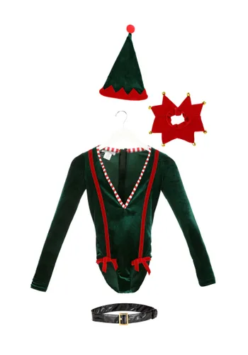 Vista 3 de Disfraz Sexy de Elfo Navideño para Mujer Multicolor
