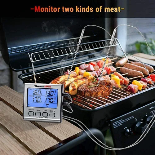 Vista 3 de ThermPro TP17 Termómetro digital para carne con sondas dobles + ThermoPro TP19 Termómetro termopar impermeable ultra rápido