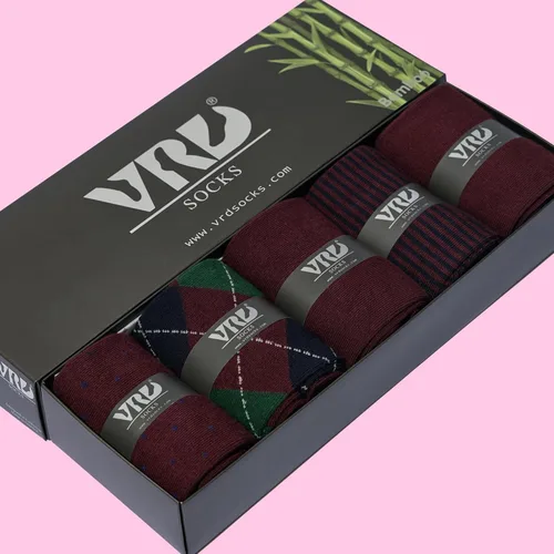 Vista 4 de VRD SOCKS Men's Bamboo Dress Socks, 5-Pack of Assorted Patterned Mid Calf Socks for Men, Mens Crew Socks, Men Socks Size 8-13