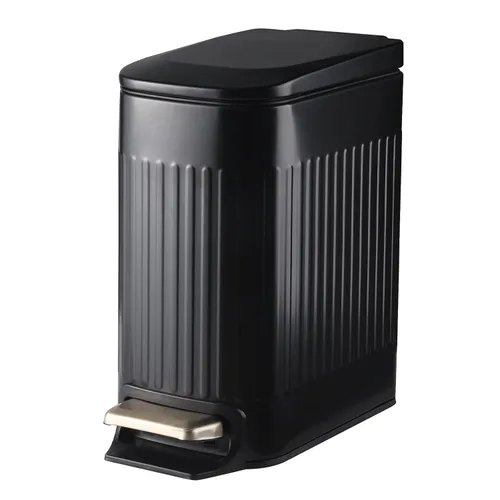 Vista 11 de SYNCVIBE Cubo de basura delgado para baño con tapa de acero inoxidable, bote de basura con cierre suave, cubo de basura con pedal con cubo