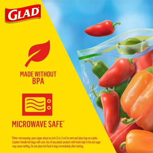 Vista 3 de Bolsas de almacenamiento de alimentos Glad, bolsa con cremallera, 100